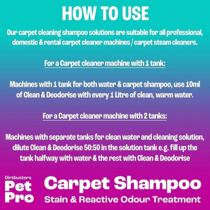 Dirtbusters Pet Pro Shampoo, Cleaning Solution to Remove Dog & Cat Urine